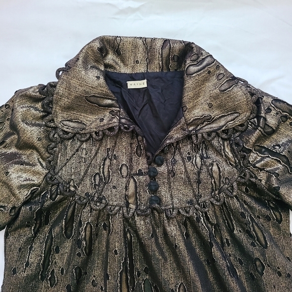 Vintage Wayne gold Metallic Mini Short  dress Textured Summer Dress Size XS - Picture 9 of 14